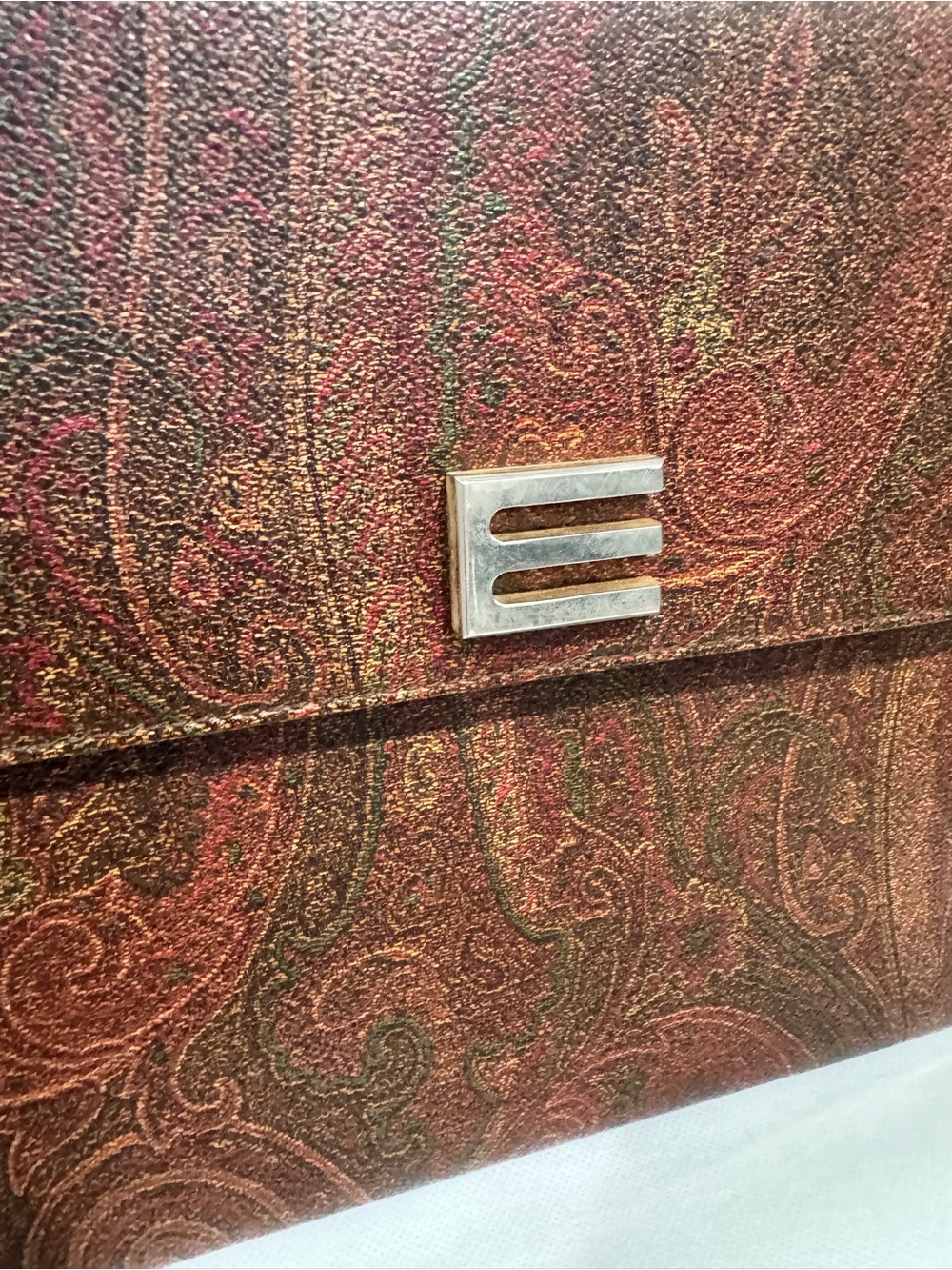 Etro Paisley Top-Handle Bag in Brown and Red Tones - Picture 13 of 16